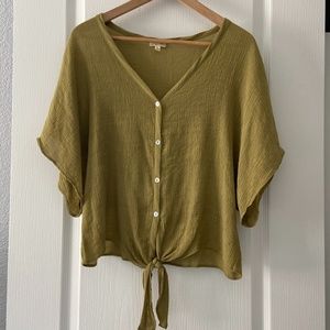Lily White Boho Casual Earthy Green Top